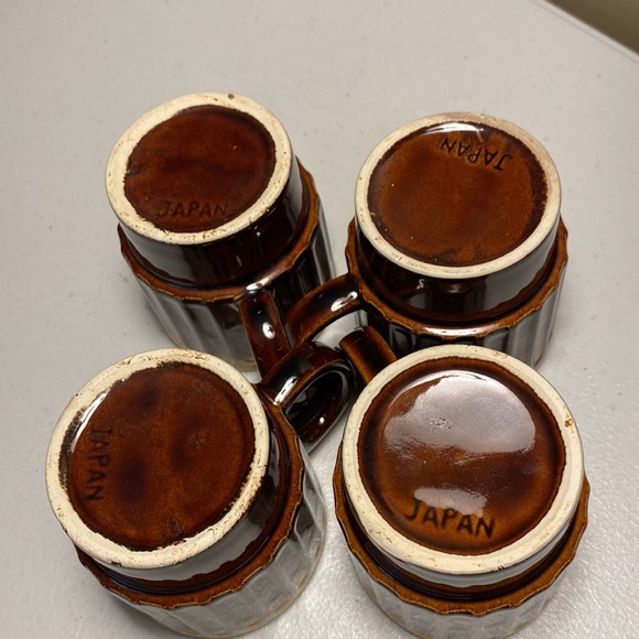 Vintage Brown Drip Glaze Stackable Mugs Set of 4 - Picture 10 of 11